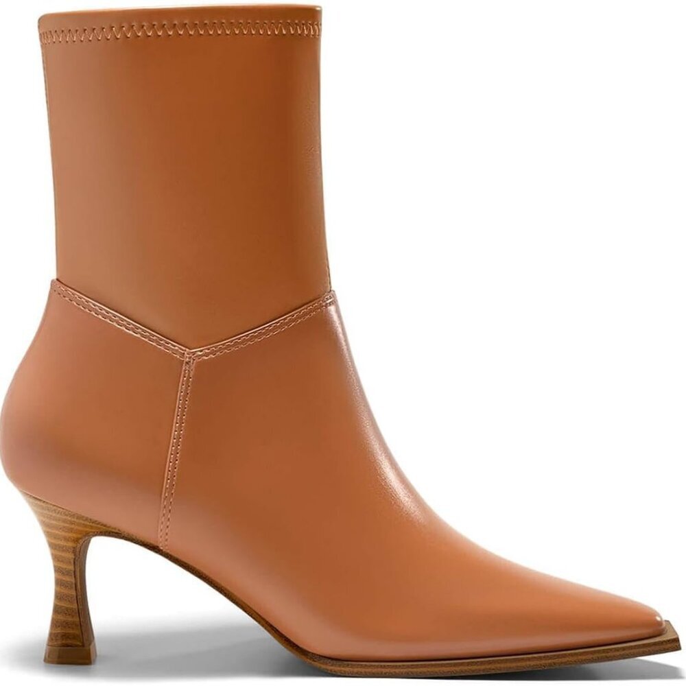 Women's Kitten Low Heel Ankle Boots In Brown, Size 11